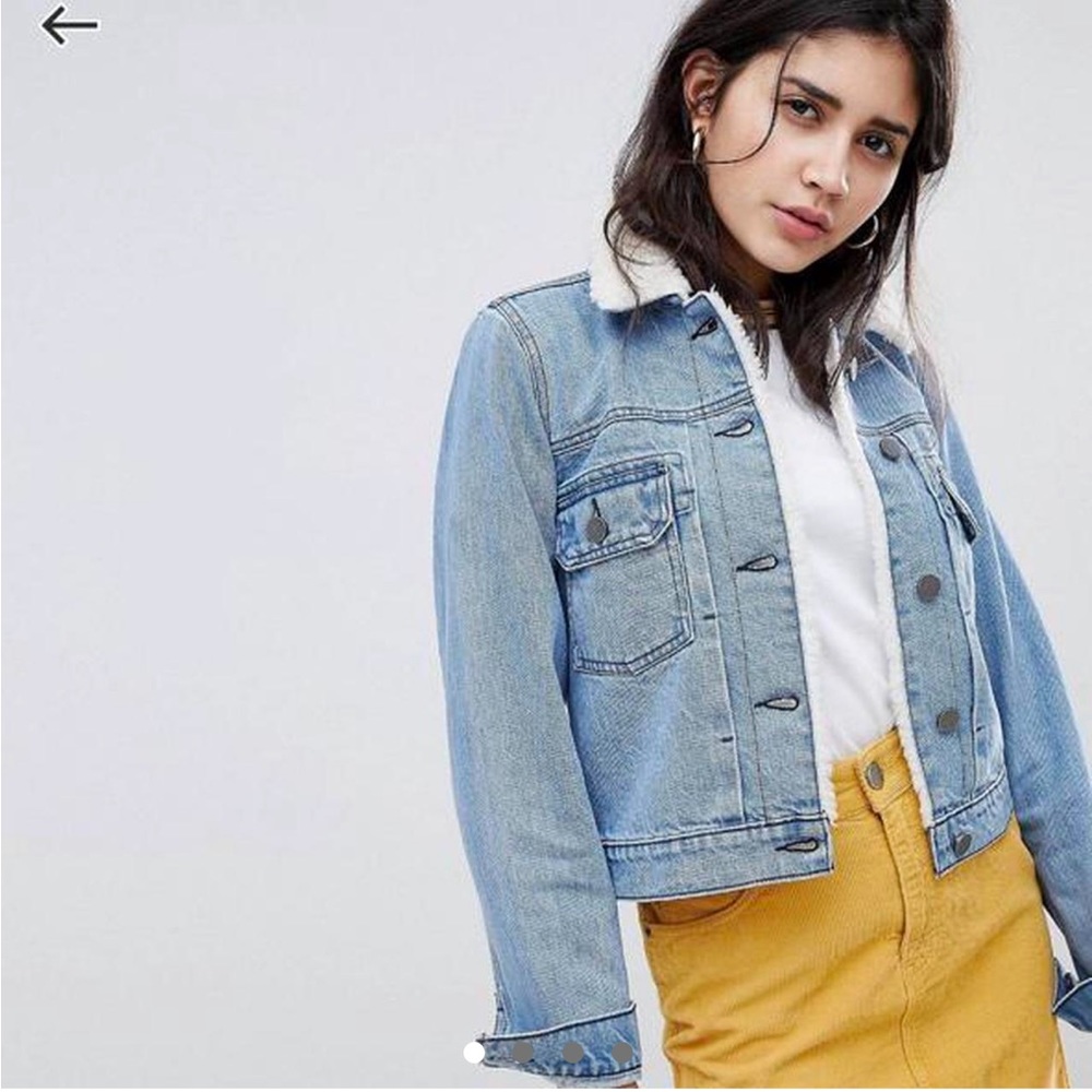 ASOS denim jacket with white fleece collar detail  
US 2 / UK 6